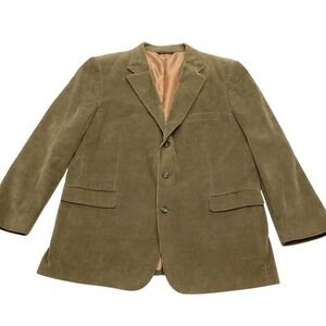 Merona Men's Corduroy Blazer Jacket Olive Green 3 Button Pockets Lined 44R